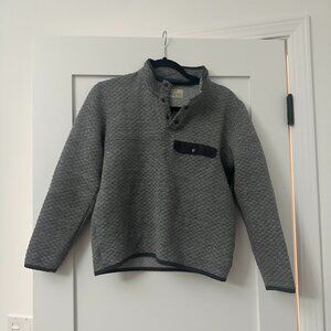 Marine Layer | Quilted Snap-T Gray Pullover | S